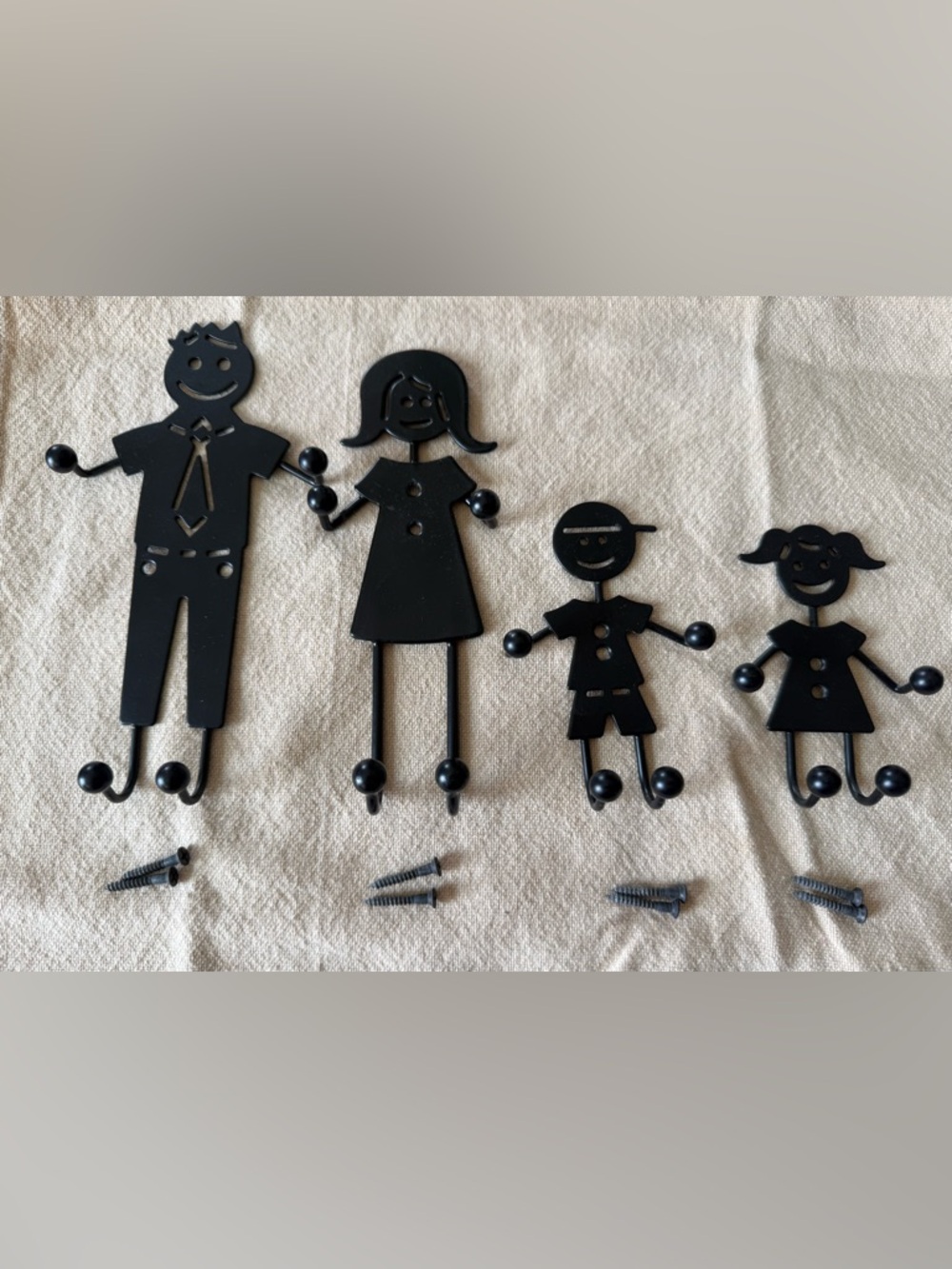 Dorman Black Family Wall Hooks - Set of 4 Silhouette Hangers